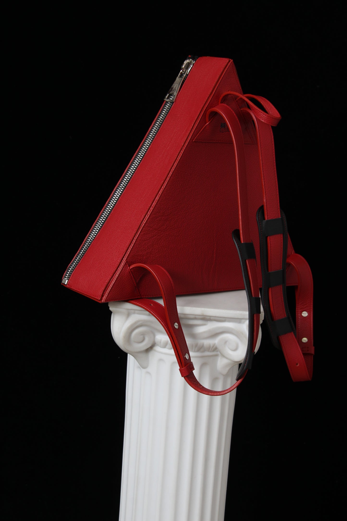 Seoul Triangle Backpack in Color Red